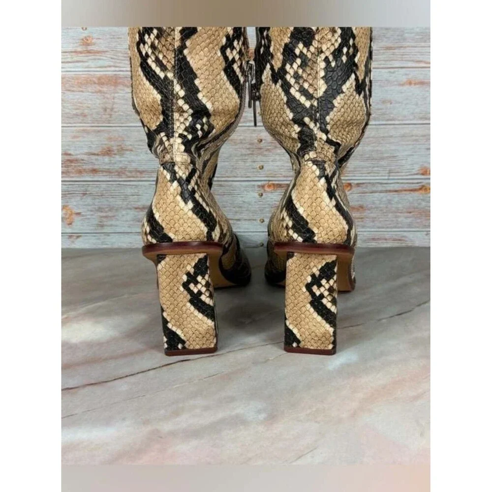 Vince Camuto Dreven Block-Heel Over-Knee Boots Vegan Snakeskin - Like New!!